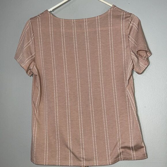 Daisy Fuentes Tan Short Sleeve Front Knot Tank Top Small - Picture 5 of 6
